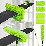 Ceiling Fan Cleaner Duster with 75'' Extension Pole, Flexible High Ceiling Fan Blades Cleaning Tool, Reusable Skinny Duster for Tight Spaces