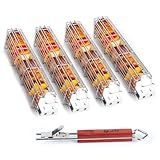 JUCT Portable Flip Grilling Basket Set of 4 - Camping Large Kabob Grilling Baskets for Outdoor Grill,Loose Veggies Grill Basket with Removable Handle