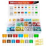 Nilight - 50018R 240pcs Standard and Mini Blade Fuses Set,5A 7.5A 10A 15A 20A 25A 30A ATC APR ATO ATS Standard and ATM APM Mini Automotive Blade Fuse Assortment Kit, Black/Sliver/Pink/Green