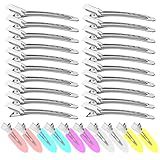 30PCS Metal Alligator Hair Clips, Duck Billed Salon Styling Clips with Holes, Heavy Duty Silver Hair Pins for Women, DIY Bows & Home Use (30 Mixed Sizes)