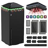 MENEEA Cooling Fan Dust Proof for Xbox Series X Console with Colorful Light Strip,Dust Cover Filter,Rubber Dust Plugs,Low Noise Top Fan with 3 Gears,Cooler&Light Independent Touch Switch, 2 USB Port