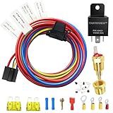 FASTSTORM Electric Fan Relay Kit 12V 60 AMP Electric Radiator Cooling Waterproof Fan Relay Kit with Thermostat Control Switch 185 On 175 Off Upgrade