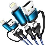 XUDUO 4 in 1 Charging Cord [2Pack 6.6FT] Fast Charging Ccable Apple MFi Certified Lightning Cable Nylon Braided 60W Multi USB C Cable for iPhone 16/15 14 13 12 iPad Samsung Galaxy MacBook iPad Tablets