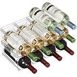 Lifewit Wine Rack for Fridge, Stackable Wine Bottle Holder with Sturdy Support Insert & Reinforced Design, Plastic Bottle Organizer for Refrigerator, Cabinet & Pantry, Clear, Holds 12 Bottles