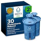 Brita Elite Water Filter Replacements for Pitchers and Dispensers, BPA-Free, Reduces 99% of Lead, Lasts Six Months or 120 Gallons, Includes 2 Pitcher Replacement Filters