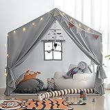 Kids Play Tent Indoor, Play Tents for Kids, Razee Large Playhouse Tent Play House with Padded Mat, Tent Castle for Toddlers, Play Cottage Kid Toys for Boy Girl Birthday, Christmas Gift (Grey)