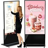 HLEC 65'' Indoor Floor-Standing Digital Signage Interactive Display, 4K Touchscreen Advertising Display LCD Kiosk, Commercial Android Smart System, CMS Software, HDMI/USB Input＆Out/WiFi(4+64G)