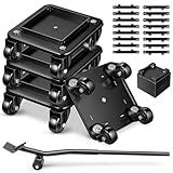 KEDSUM 2000LBS Furniture Movers with Wheels, Heavy Duty Furniture Dolly Set of 4, Dolly Kit Furniture Mover with Ball-Bearing Casters for Appliance, Sofa, Pool Table
