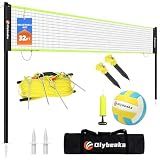 Portable Outdoor Volleyball Net Set 20FT / 32FT, 4 Adjustable Heights