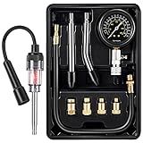 9 Pieces Automotive Compression Tester Kit and Spark Plug Tester, Universal Car and Motorcycle Engine Testing Tools for Cylinder Pressure Gauge (Black)
