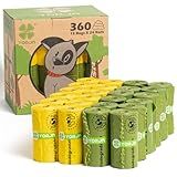 YORJA Dog Poop Bags Rolls, 360 Pet Waste Bags, 100% Leak Proof Extra Thick and Strong Corn Starch Blend