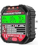 Outlet Tester Electrical GFCI Receptacle Detector with LCD Display, 90-250V Power Socket Tester, Circuit Polarity Voltage Detector, Plug Tester Breaker Finder 6 Visual Indication CAT II 300V (US Plug)