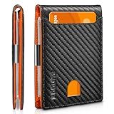 RUNBOX Slim Wallets for Men - Leather Money Clip Mens Wallet - RFID Blocking Front Pocket Bifold Wallet - Thin Credit Card Holder with Gift Box