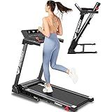 Impremey Folding Treadmill with Incline, Electric Treadmill with 42” x 16” Large Running Belt, Heart Rate Monitor, Easy Assembly, 64 Preset Programs, 7.5 Mph Speed, 2.5HP, Compact Design for Home