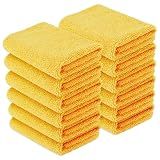 Amazon Basics Microfiber Car Drying Towels, Highly Absorbent, Lint Free, Scratch Free, Ultra-Soft, Car Detailing, Buffing and Polishing, 16" x 16", Yellow, 12-Pack