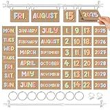 Cinrobiye Pastel Flip Calendar for Classroom 2025–2030,Bulletin Board Calendar Chart Set with 56 Date Cards Adjustable Rod for Teachers Homeschool Kids Learning Wall Decor Back to School Supplies
