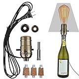 Aokpsrt Bottle Lamp Kit with 9mm Glass Drill bit DIY Lamp Kit for Liquor Bottles with Slip on Socket and 8 Feet Power Cord,No Drilling Required