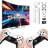 2026 New Wireless Retro Game Console, 23 Emulators and 40000+Games, Plug and Play 4K HDMI TV Game Stick, with Dual 2.4G Wireless Controllers (White)