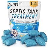 Septic Tank System Treatment Pods - 12 Dissolving Packets | Enzyme-Producing Live Bacteria Solution | 1 Year Supply Professional Eco-Friendly Maintenance | Prevent Clogs, Odor & Backups | Made in USA