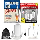Kegerator Cleaning Kit with 1 LB Beer Line Cleaner Made in USA – 30+ Uses, Complete Keg Cleaning Kit with Metal Coupler, Squeeze Bottle, Wrench, Detailed Instructions, Storage Bag & Beer Tap Brush