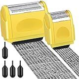 Nezyo 2 Pack Identity Protection Roller Stamp Identity Theft, Confidential, Privacy Roller Stamp Information Blocker and 4 Pack Refill Ink for ID Account Data Address Security(Yellow)