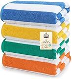 Utopia Towels 4 Pack Cabana Stripe Beach Towel, 30 by 60 Inches, Oversized 100% Ringspun Cotton Pool Towels, Highly Absorbent Bath Towels for Beach