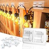Keviyi Hooks for Outdoor String Lights Clips: 25Pcs Heavy Duty Cable Clips with Waterproof Adhesive Strips for Hanging Christmas Light