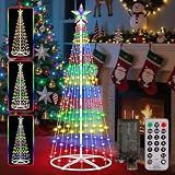 4FT Prelit Christmas Cone Tree with Lights, 156LEDs Small Christmas Tree Light with Remote Control, Timer, 11 Lighting Modes, Artificial Outdoor Christmas Tree for Yard Porch Lawn Decorations