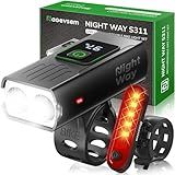Nagevsem Bike Lights Set, LED Super Bright Rechargeable USB-C Headlight Front & Rear Back, Bicycle Light Kit for Night Riding in Mountain, 6+4 Modes, Waterproof Gift for Men, Women, Boys & Kids