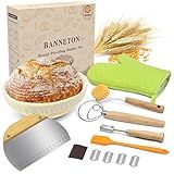 Neddie Bread Proofing Baskets Set Sourdough Bread Baking tools sourdough starter kit Bread Making Baking Fermentation with 10 Inch Round Woven vine banneton bread proofing basket Basket GiftSet