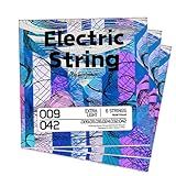 Toiclebor Electric Guitar Strings,Extra Light Nickel Plated Electric Guitar Strings, 9-42,6-String Set, Pack of 3