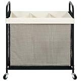 STO STO Laundry Hamper 3 Section, 120L Rolling Laundry Sorter Cart with Removable and Washable Liner Bag, Clothes Hamper with Wheels and Metal Handle for Laundry Room and Bedroom