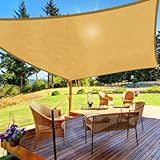 HappyTrends Sun Shade Sail,10'x 13' Heavy Duty UV Protection Beach Shade Canopy Wind Sail,Tear and Rust Resistant Patio sail Shade for Yard Deck Lawn Garden Rectangle Sunshade(Sand)