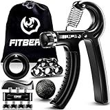 FitBeast Grip Strengthener Forearm Strengthener Hand Grips Strengthener Kit - 5 Pack Adjustable Resistance (Black)