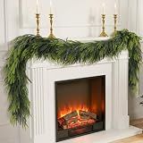 N&T NIETING 9FT Christmas Norfolk Pine Garland Real Touch Artificial Greenery Garlands Realistic Soft Garland for Mantle Fireplace Table Stair Front Door Indoor Outdoor Holiday Xmas Decorations (1Pcs)