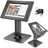 AboveTEK Anti-Theft iPad Kiosk Stand, POS iPad Security Stands, Aluminum Locking Tablet Stand with Heavy Duty Base, 360° Swivel & 75° Tilt, Retail Desk Mount for Business & Commercial Use (Black)