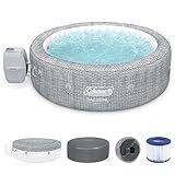 Coleman Sicily AirJet Large Round 5 to 7 Person Inflatable Hot Tub Portable Outdoor Spa with 180 AirJets and EnergySense Cover, Grey