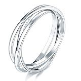 MINDDHA Sterling Silver Interlocking Ring for Women - 925 Trinity Rolling Ring - Handmade Dainty Stackable Jewelry - Ideal Gift for Anniversary, Birthday, Special Occasions - 2mm 3mm Bands, Size 10