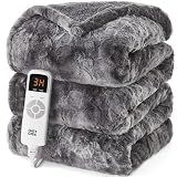 EHEYCIGA Electric Heated Throw Blanket 50"x60", Faux Fur & Sherpa, Grey