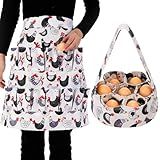 Silicherry 2 Pcs Egg Collecting Apron Chicken Egg Gathering Basket with 7 Pouches Holding Apron with 15 Pockets(Stylish)