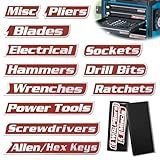 12 PCS Magnetic Tool Box Labels, General Tool Box Organize Accessories, Quick Identifying Toolbox Labels Magnetic, Reusable Tags for Carts, Steel Toolboxes, Drawers (Red)
