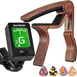 Guitar Capo with Guitar Tuner Clip-On Tuner Guitar Accessoriesor for Acoustic Electric Ukulele
