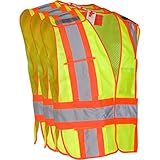 High Visibility Safety Vest – ANSI Class 2 Breakaway Vest with 5 Pockets, Yellow with Adjustable Hook and Loop Closure, Hi Vis Breathable Mesh, Heavy Duty Work Wear for Men or Women, 3 Pack (XL/XXL)