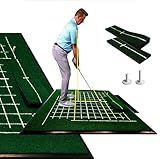 Premium Golf Mat 5x5. Nylon Turf/Soft EVA Foam. for Indoor/Outdoor backyards/lawns/Gravel and Simulator. Can Help fix Slices/Hooks, and Master Draw, Fade, and Punch Shots.