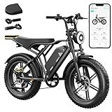 TST Electric Bike for Adults, 1500W Peak Motor 28 MPH 60 Miles Fat Tire Ebike, 48V 15Ah Removable Battery 20" x 4.0 Electric Dirt Bike with Hydraulic Suspension and Rear Seat Cushion Set