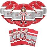 Havercamp Ohio State Buckeyes Party for 24! Large Paper Plates and Napkins. Officially Licensed Ohio State Products