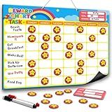 Magnetic Reward Chart for Kids, Customizable Weekly Chores Chart with 1 Name Sticker & 52 Magnetic Star Stickers, Dry Erase Behavior Chart for Kids Potty Training, Toddler Routine Daily Record