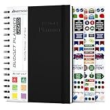 Budget Planner and Monthly Bill Organizer - Financial Planner Budget Book with Sticker Sheets - 12 Month Undated Bill Tracker Notebook with Debt, Saving and Expense Trackers - A5 (Black)