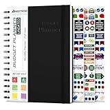 Budget Planner and Monthly Bill Organizer - Financial Planner Budget Book with Sticker Sheets - 12 Month Undated Bill Tracker Notebook with Debt, Saving and Expense Trackers - A5 (Black)