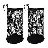 Klmnop 2Pcs Golf Ball Bag, Nylon Mesh Pouch Holds 48-56 Balls, Tee Pouch with Drawstring Storage Bag (Black)